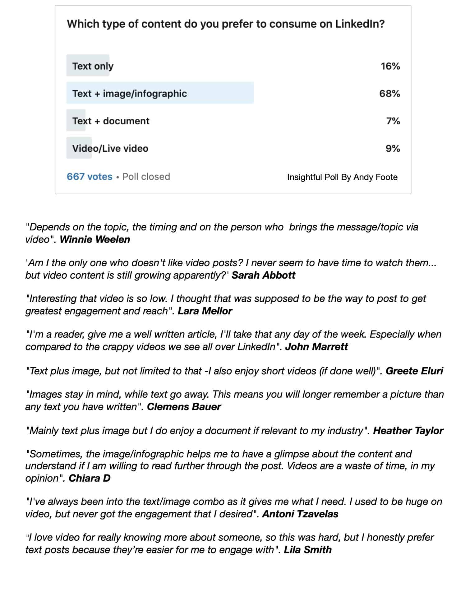Andy Foote's LinkedIn poll post