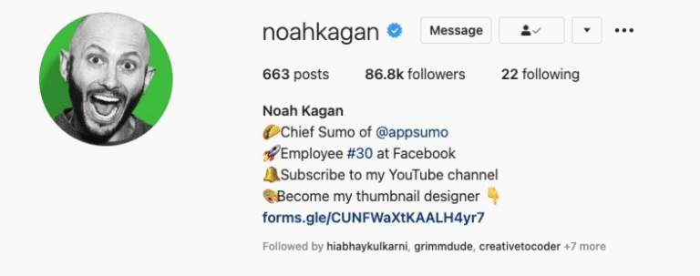 Noah's example of Email Marketing and Instagram