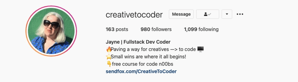 Creative Coder’s Instagram page
