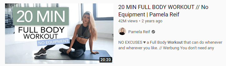 Youtube 20mins workout