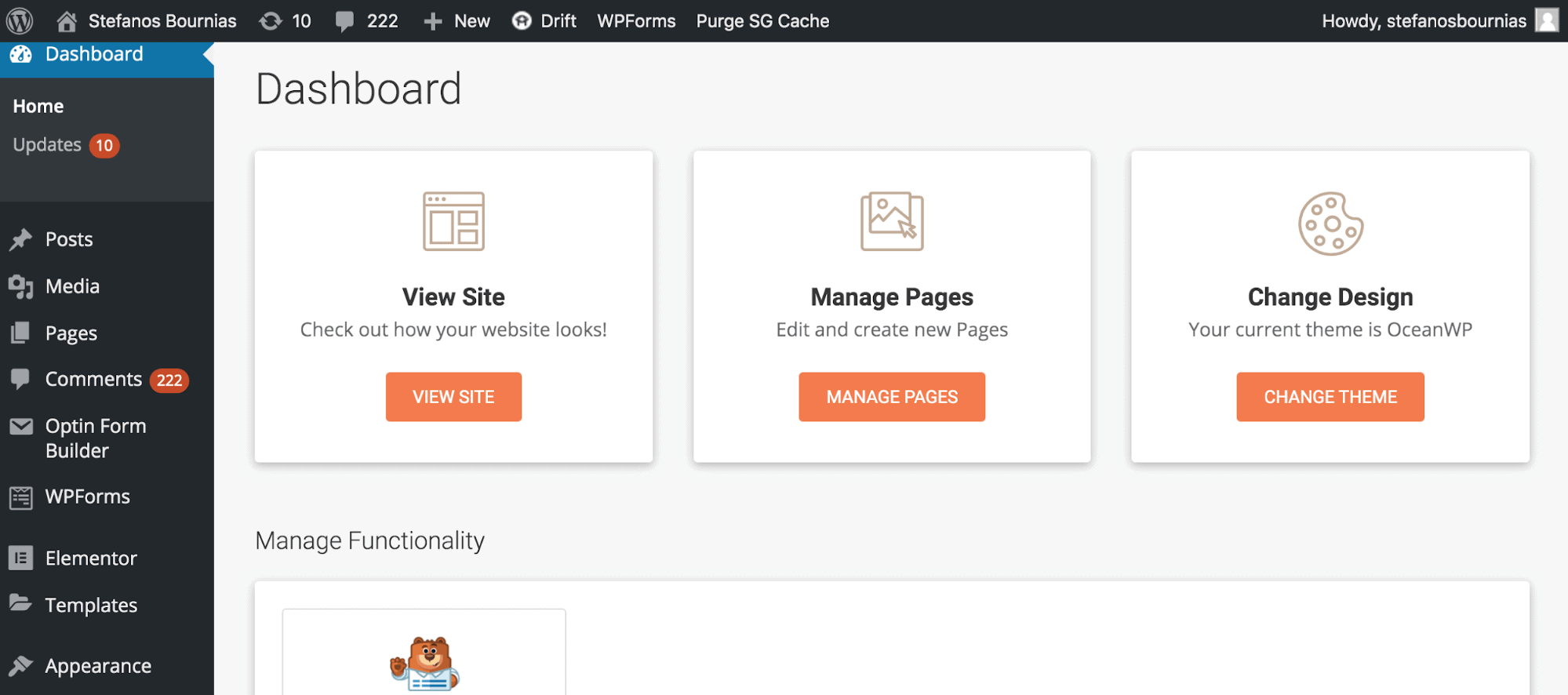 Squarespace vs WordPress- WorkPress Dashboard