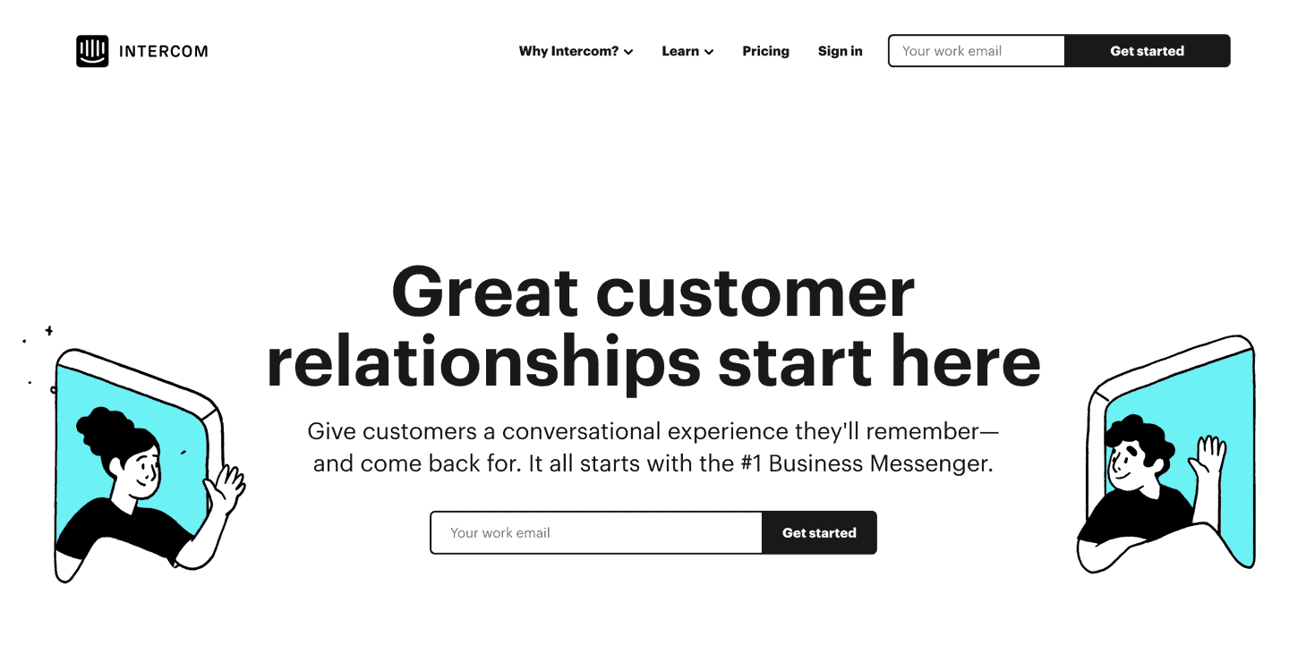 Intercom landing page