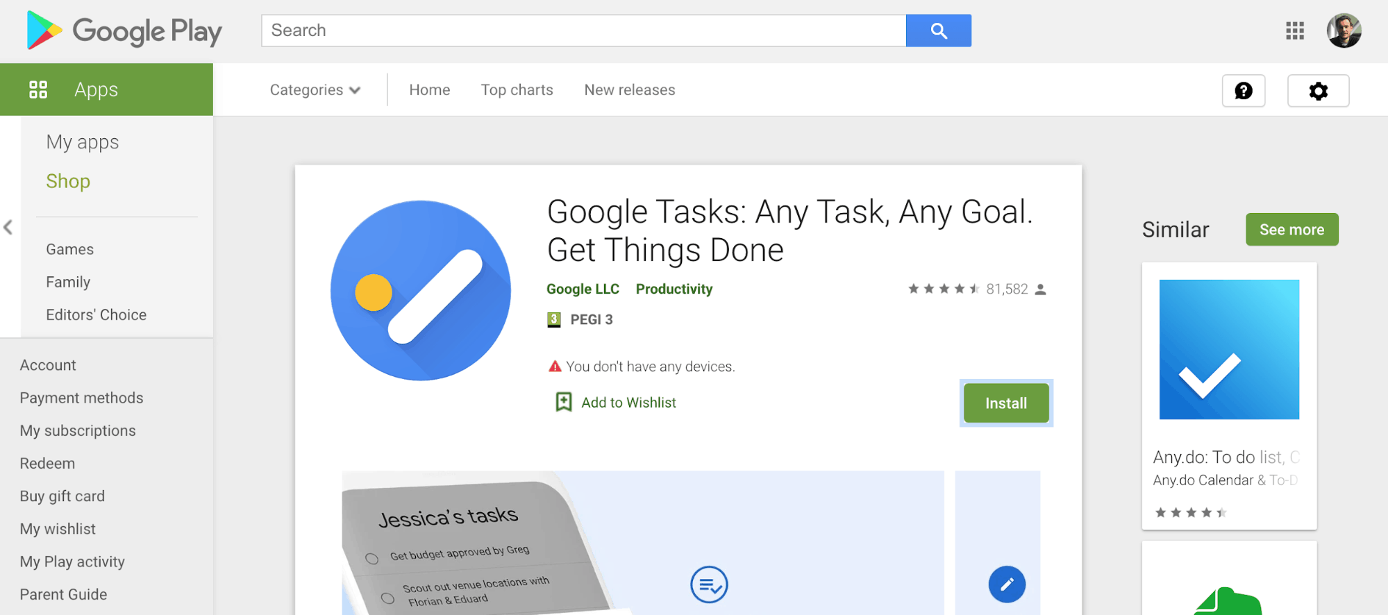 Time management tools - Google Tasks