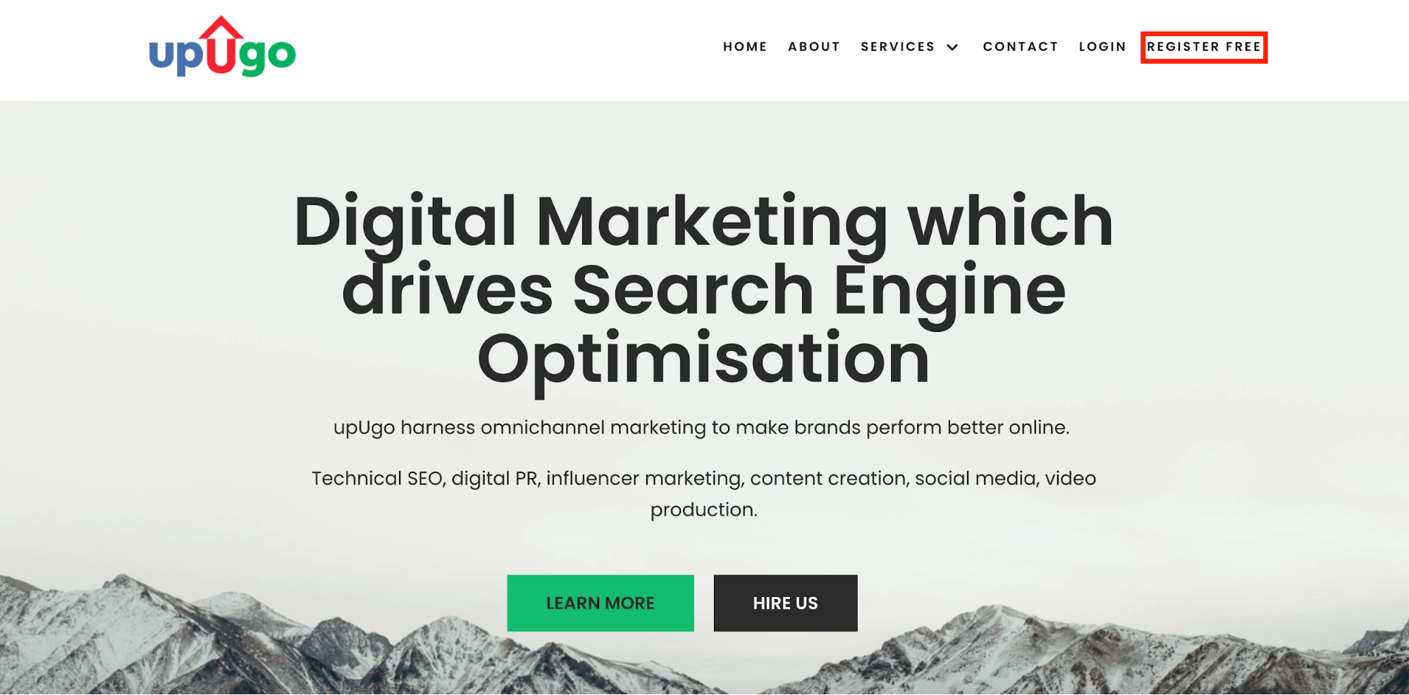 UpUGO landing page