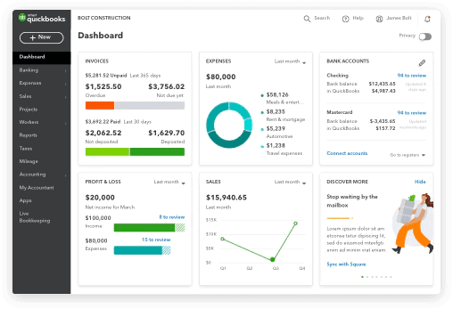 Freshbooks alternative - Quickbooks dashboard