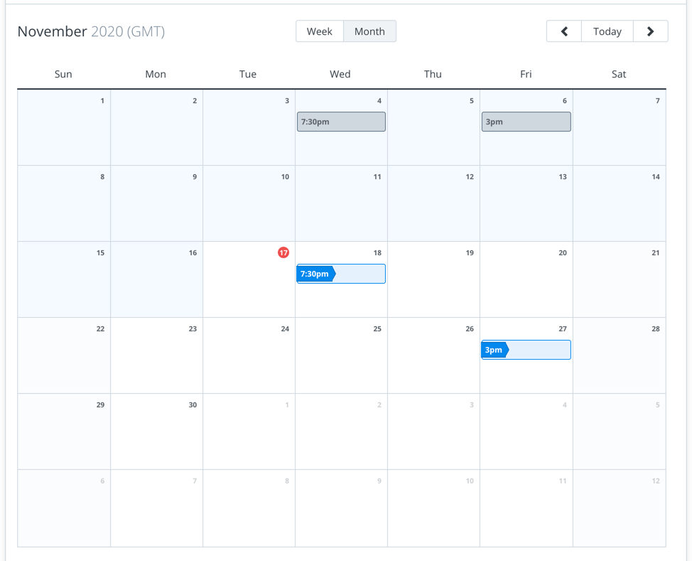 Buffer calendar view