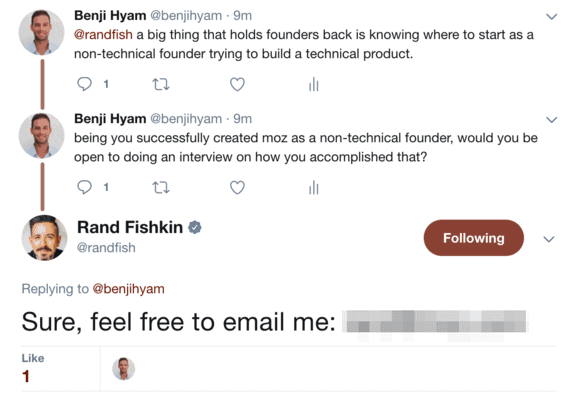 Benji Hyam tag Rand Fishkin on Twitter