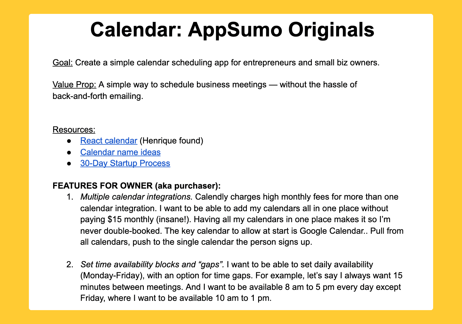 Calendar: AppSumo Originals