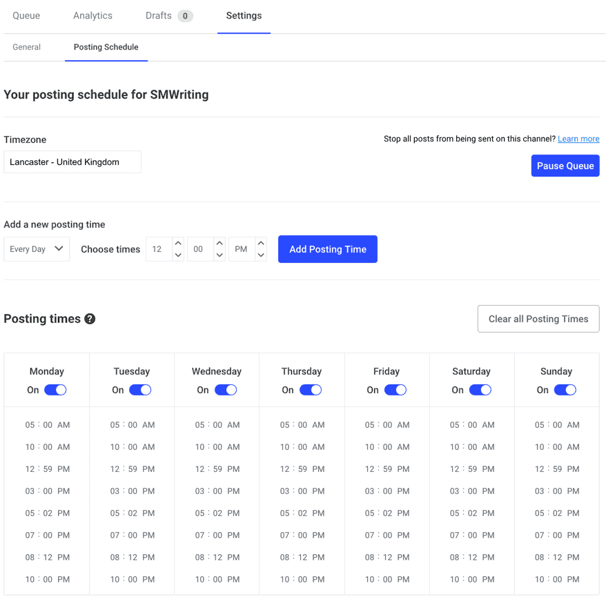 Buffer posting schedule