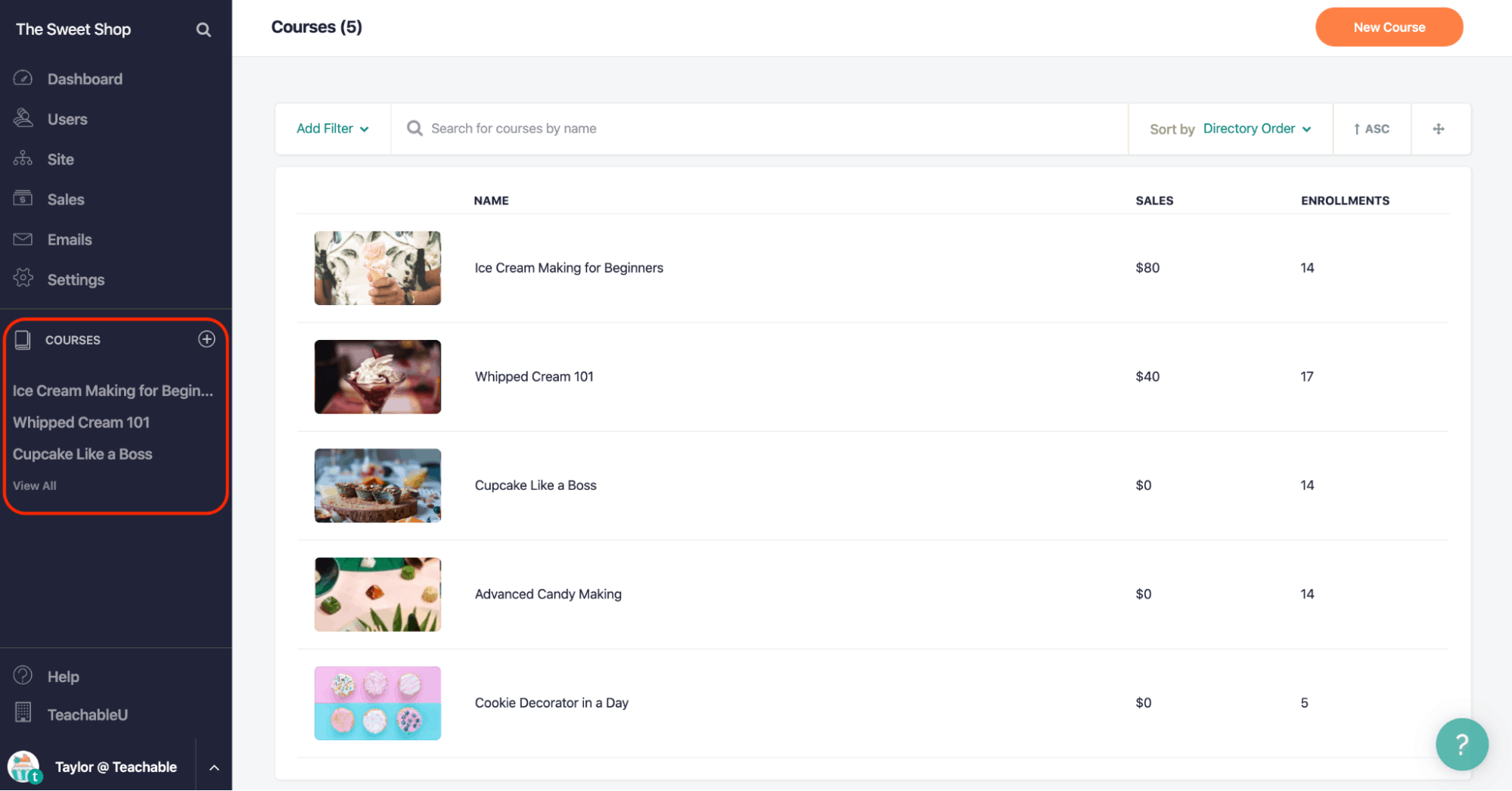 Teachable instructor dashboard