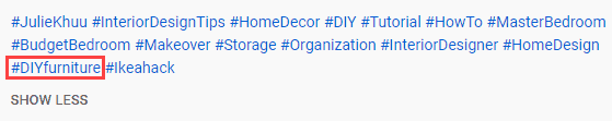 #DIYfurniture hashtag on Youtube