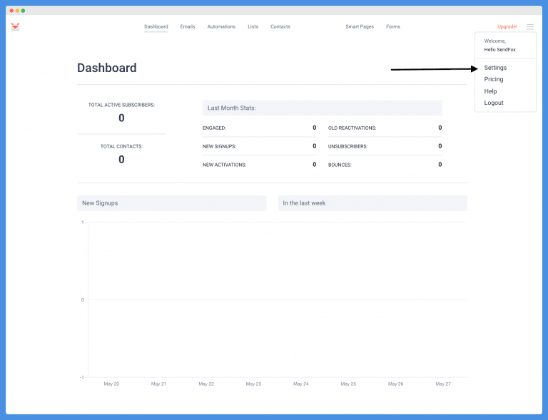 SendFox Settings