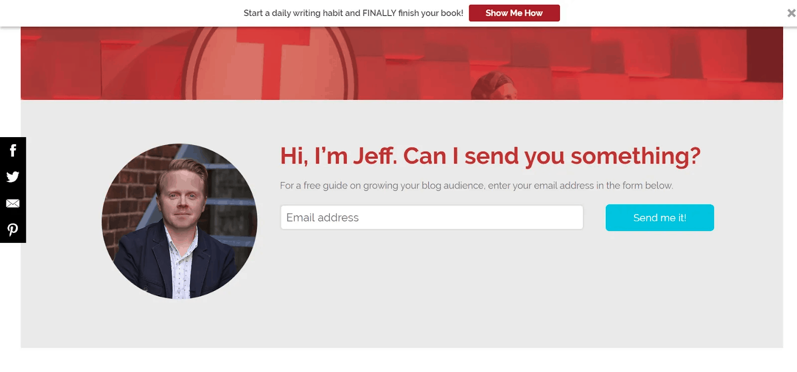 How To Build An Email List: Screenshot of Jeff Goin